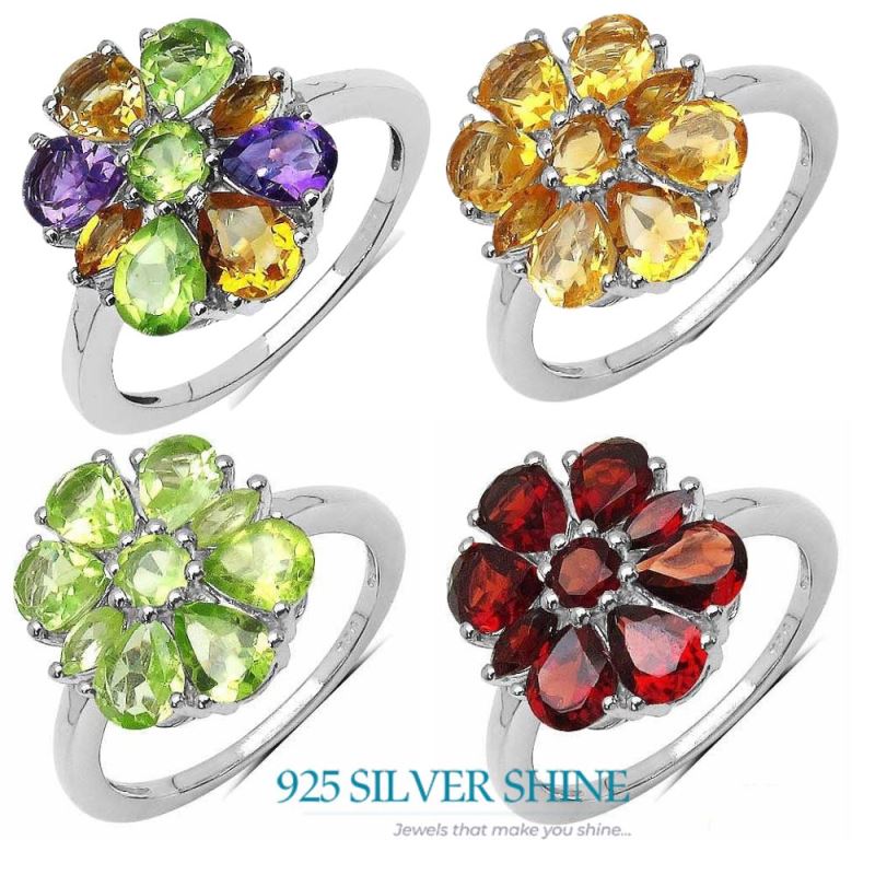 Genuine Multi Gemstone Rings In 925 Sterling Silver 925SR3358_3