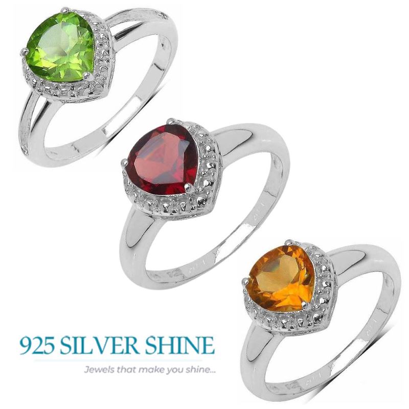 Citrine Cut Stone Sterling Silver Rings 925SR3375_3