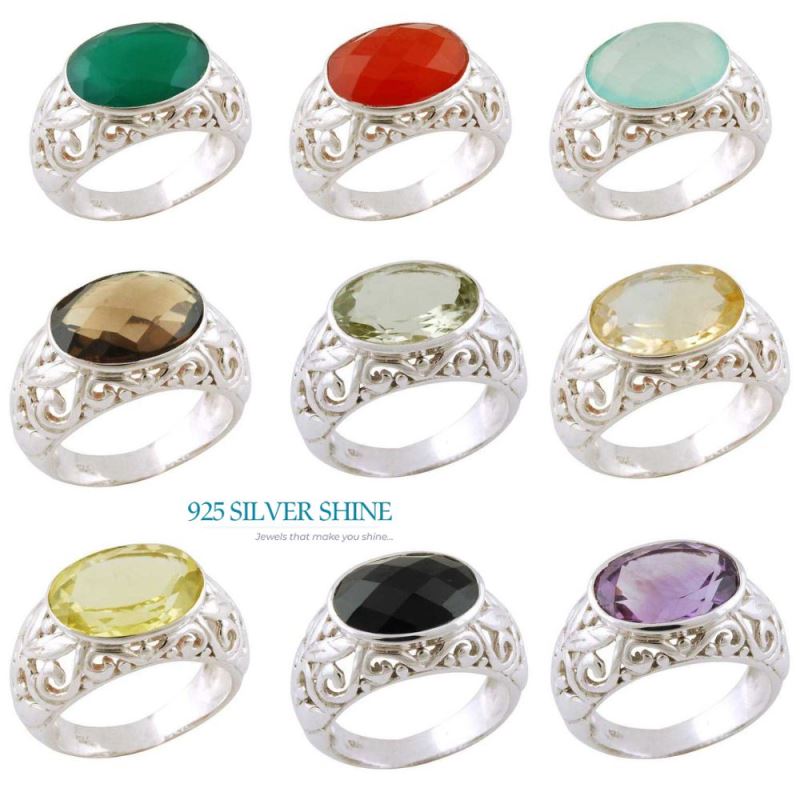 925 Sterling Silver Rings In Green Onyx Gemstone Jewelry 925SR3402_2