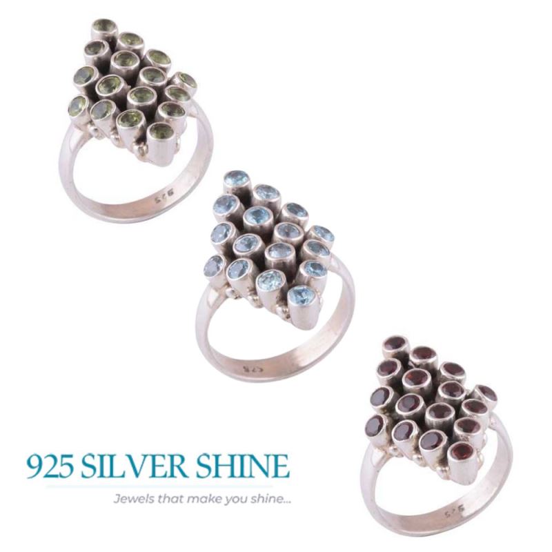 925 Sterling Silver Handmade Rings In Blue Topaz Gemstone Jewelry 925SR3406_2