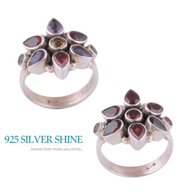 925 Sterling Silver Handmade Rings In Garnet Gemstone Jewelry 925SR3407_2