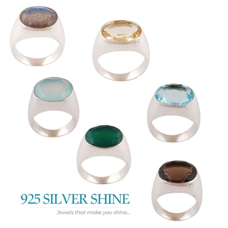 925 Sterling Silver Rings In Green Onyx Gemstone Jewelry 925SR3414_2