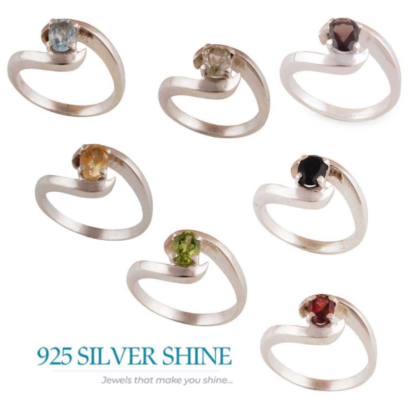 Solid 925 Silver Rings In Genuine Black Onyx Gemstone 925SR3431_2