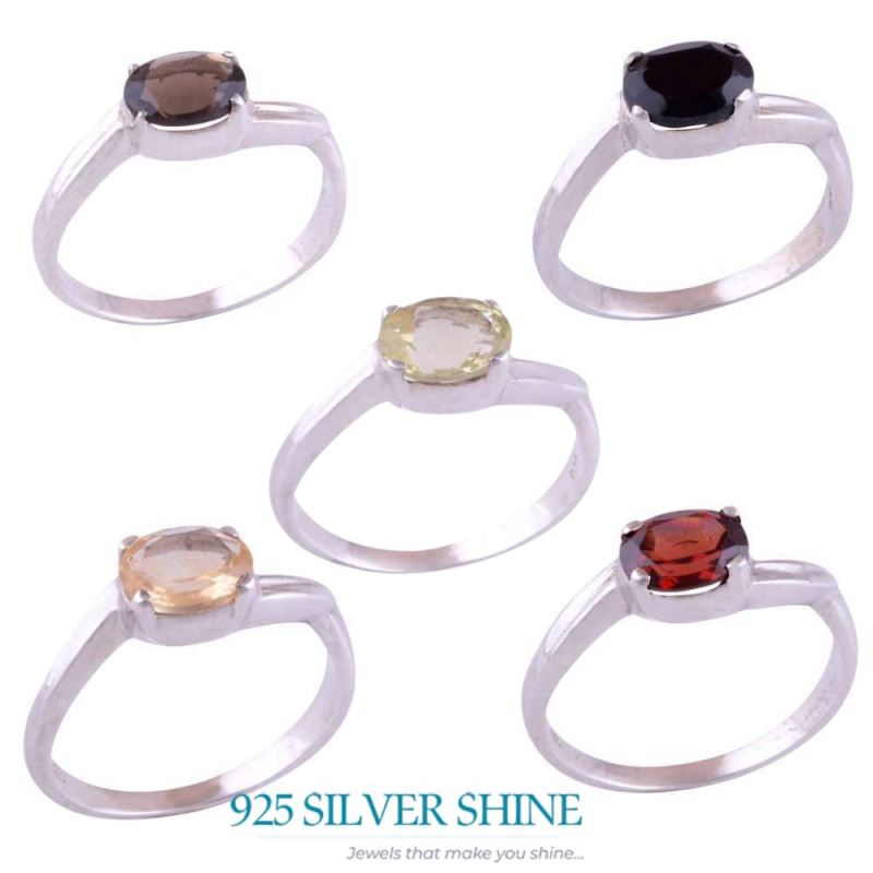 Semi Precious Black Onyx Gemstone Rings In 925 Sterling Silver 925SR3436_2