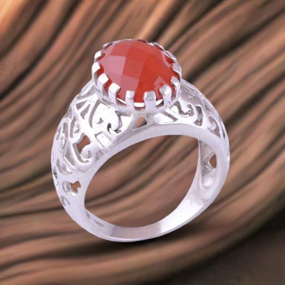 925 Sterling Silver Handmade Rings In Carnelian Gemstone Jewelry 925SR3485