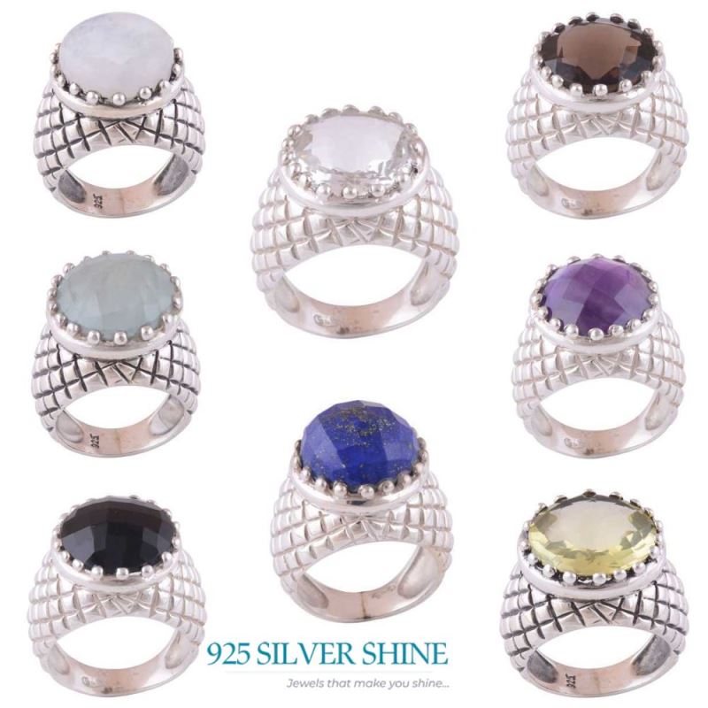 Solid 925 Silver Rings In Natural Black Onyx Gemstone 925SR3508_2