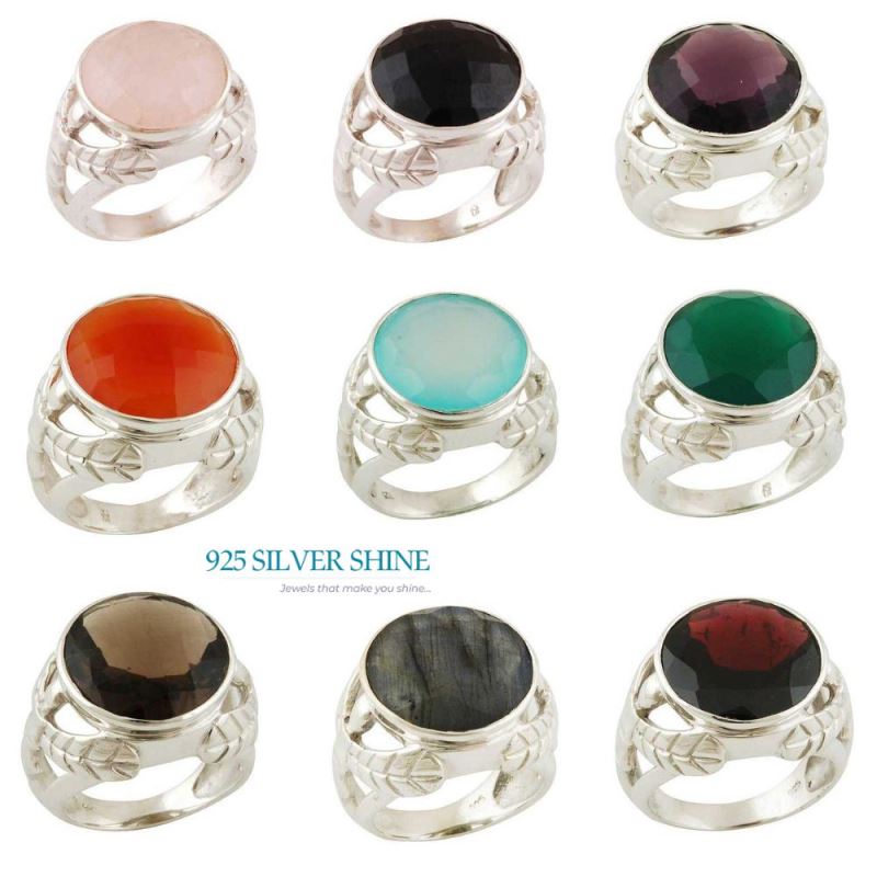 Natural Black Onyx Gemstone Rings In 925 Sterling Silver Jewelry 925SR3541_2