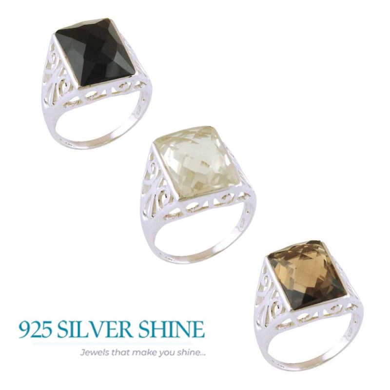 925 Sterling Silver Rings In Genuine Black Onyx Gemstone 925SR3858_2