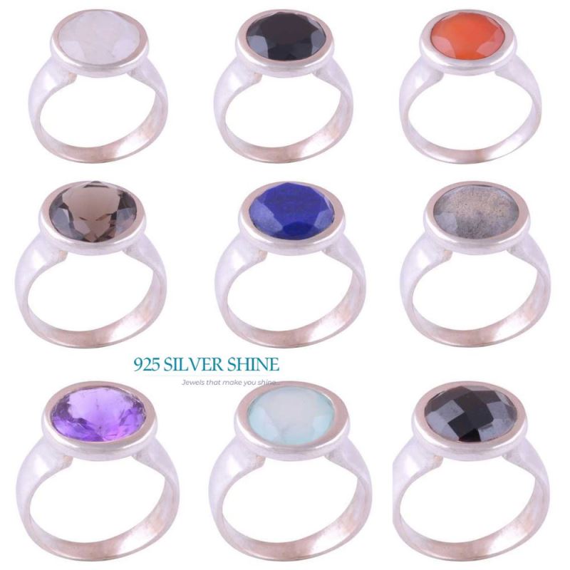 Semi Precious Black Onyx Gemstone Rings In 925 Sterling Silver 925SR3866_2