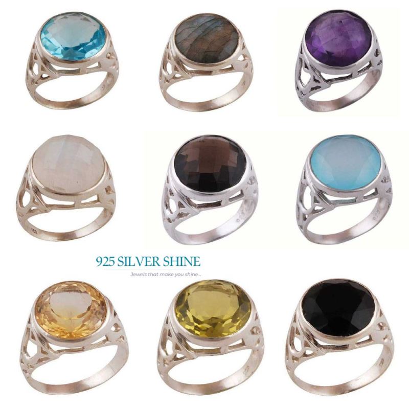 Semi Precious Smoky Quartz Gemstone Rings In Fine 925 Sterling Silver 925SR3872_2