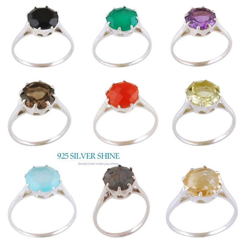 Natural Black Onyx Gemstone Rings In 925 Sterling Silver Jewelry 925SR3898_1