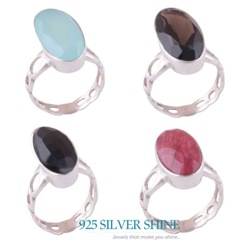 925 Sterling Silver Rings In Natural Black Onyx Gemstone 925SR3935_1