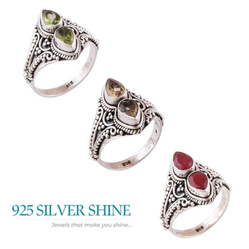 Solid 925 Silver Rings In Genuine Dyed Ruby Gemstone 925SR3940_2