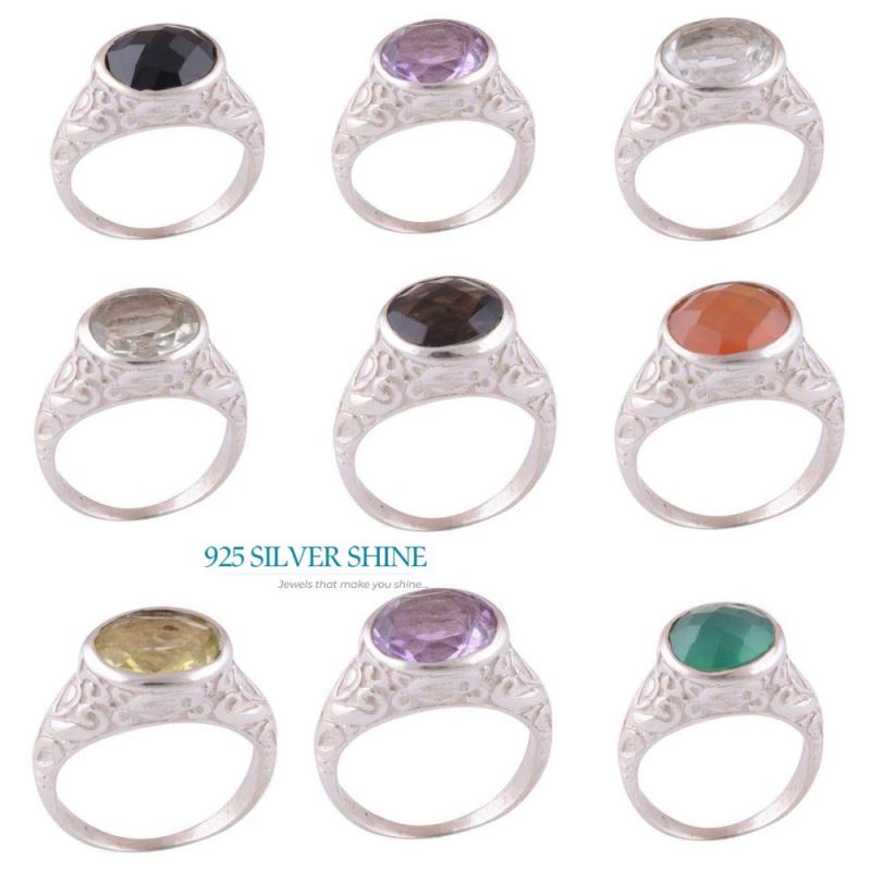 925 Sterling Silver Rings In Genuine Smoky Quartz Gemstone 925SR3955_2