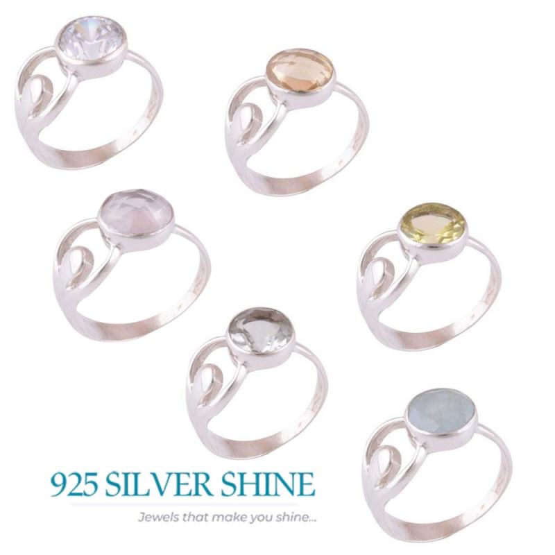 Sterling Silver Citrine Birthstone Rings For Women's 925SR3963_2