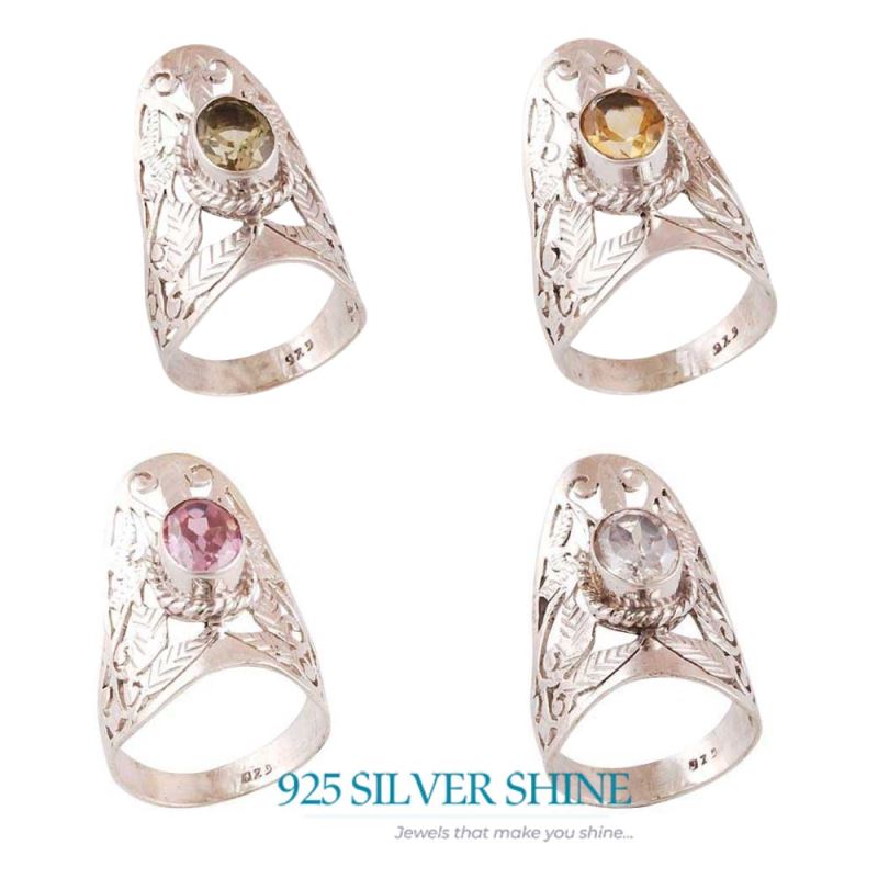 Peridot Cut Stone Sterling Silver Wedding Rings 925SR3979_2