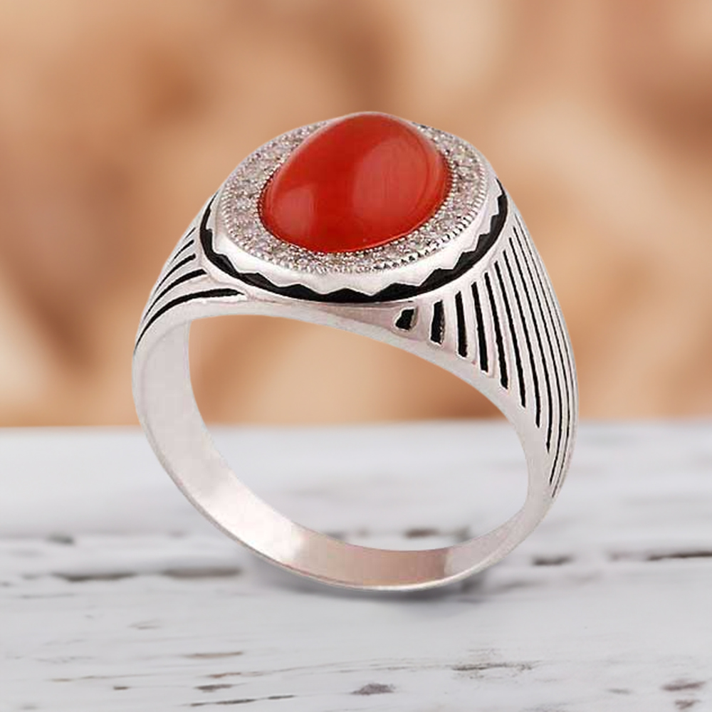 925 Sterling Silver Handmade Rings In Carnelian Gemstone Jewelry 925SR3984