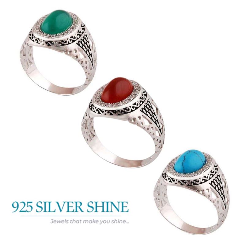 925 Sterling Silver Handmade Rings In Green Onyx Gemstone Jewelry 925SR3988_2