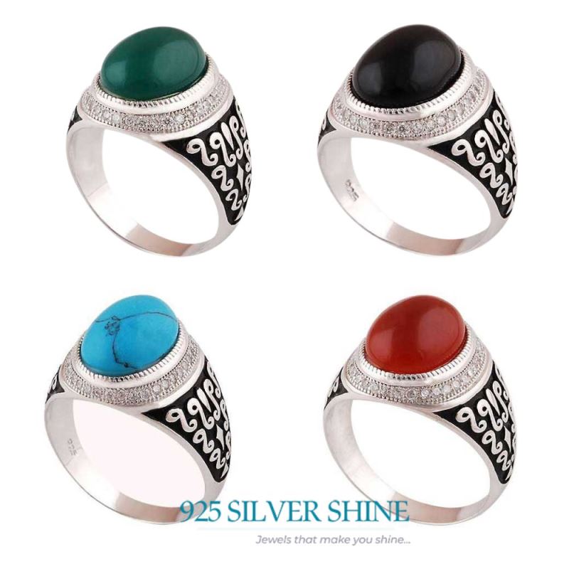 925 Sterling Silver Handmade Rings In Green Onyx Gemstone Jewelry 925SR3994_2