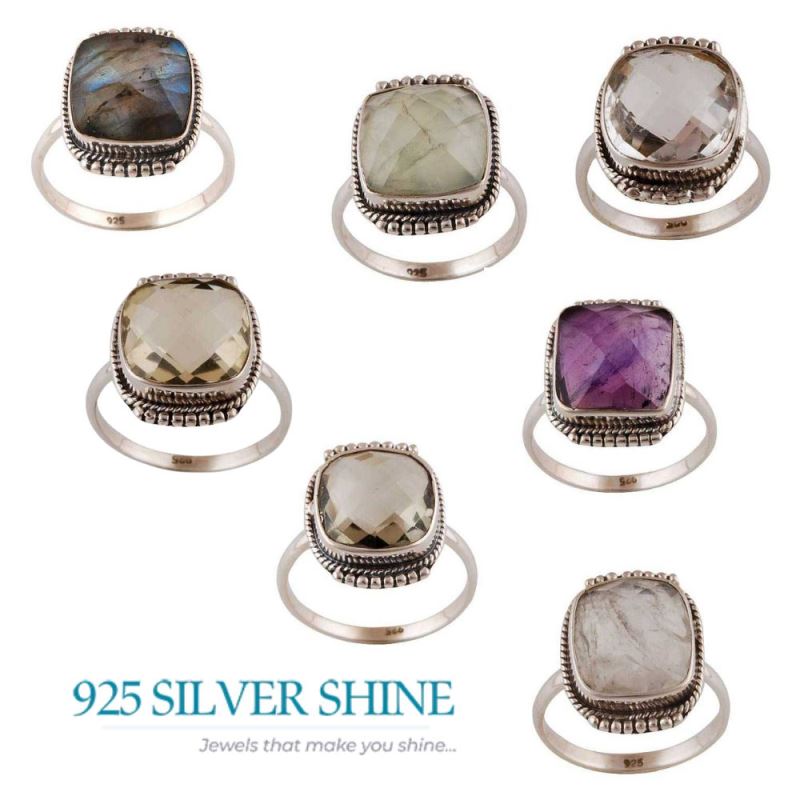 Sterling Silver Green Amethyst Gemstone Women's Rings 925SR4029_2