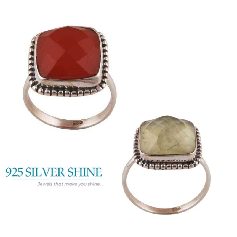 925 Sterling Silver Rings In Genuine Rose Quartz Gemstone 925SR4037_2