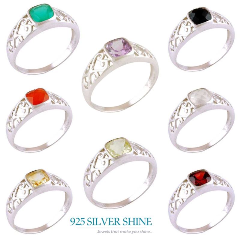 925 Sterling Silver Handmade Rings In Green Onyx Gemstone Jewelry 925SR4075_1