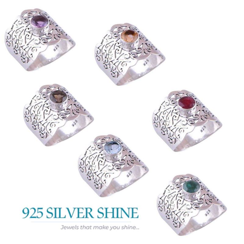 925 Sterling Silver Handmade Rings In Dyrd Emerald Gemstone Jewelry 925SR4083_1