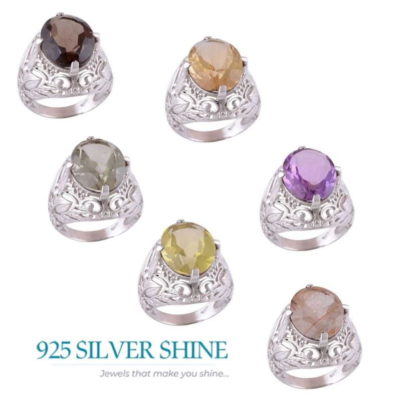 Sterling Silver Green Amethyst Rings For Women's 925SR4099_1