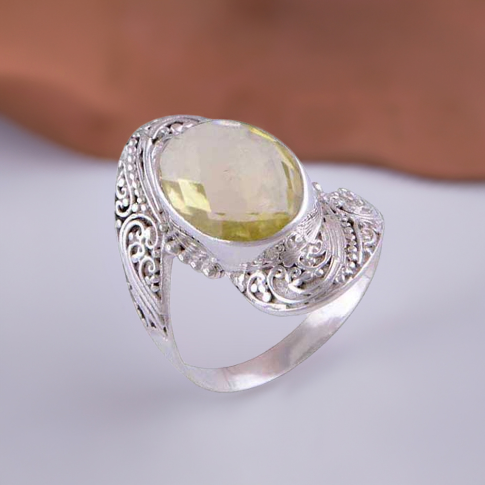 Genuine Lemon Topaz Gemstone Rings In Fine 925 Sterling Silver 925SR4110