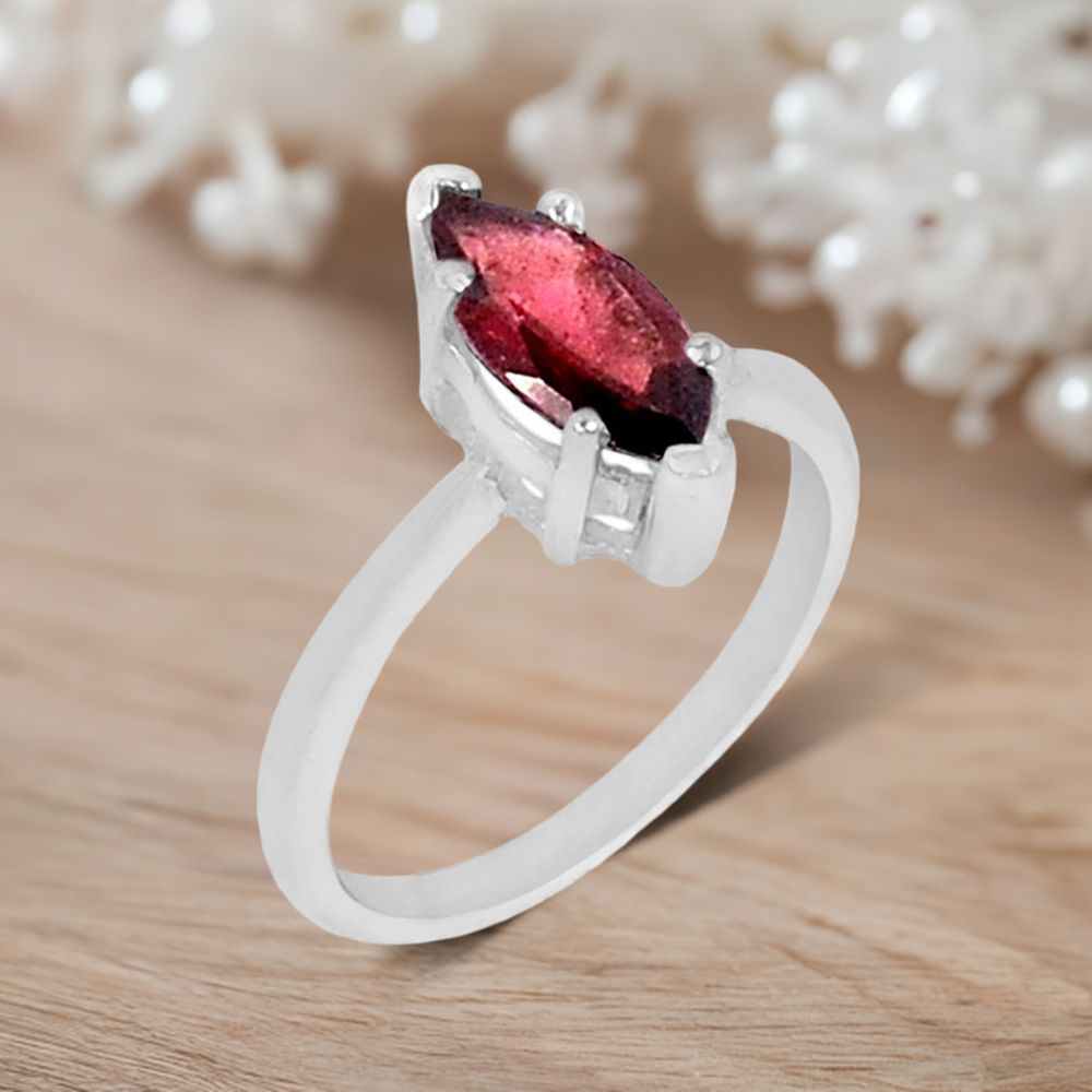 925 Sterling Silver Rings In Garnet Gemstone Jewelry 925SR881