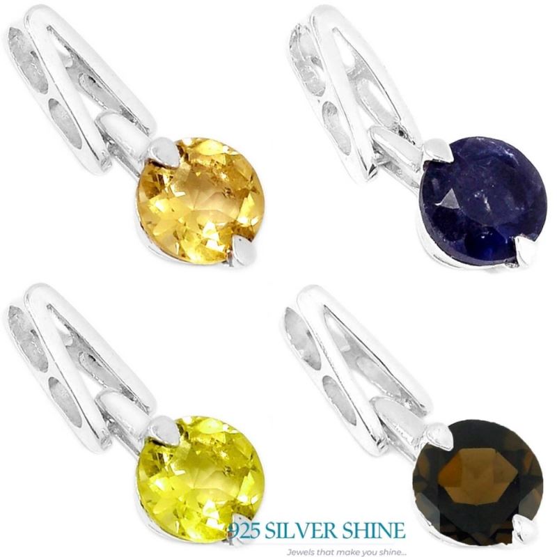 Fine Sterling Silver Pendants In Blue Sapphire Gemstone Jewelry 925SSP301-3_2