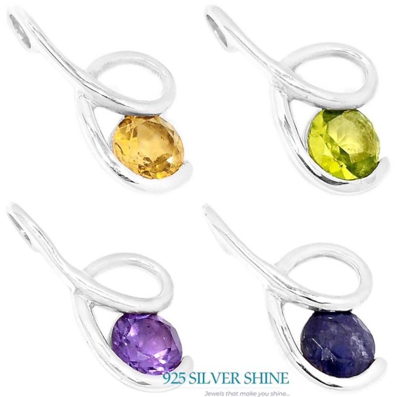 925 Fine Silver Pendants In Citrine Gemstone Jewelry 925SSP302-2_1