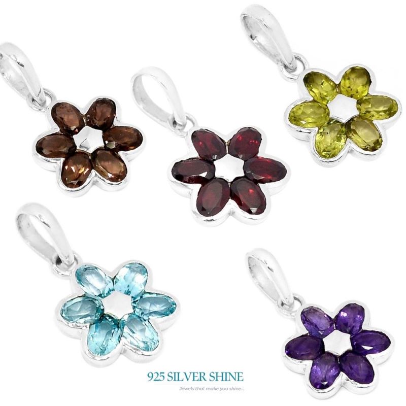 Solid Sterling Silver Handmade Pendants In Smokey Gemstone Jewelry 925SSP303-5_3