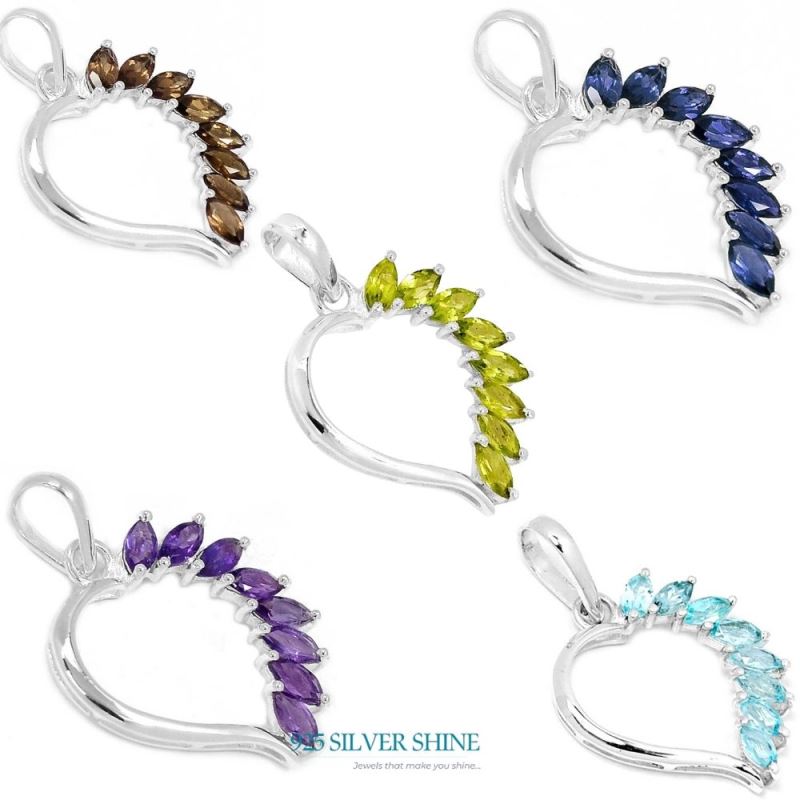 Fine Sterling Silver Pendants In Amethyst Gemstone Jewelry 925SSP304-1_3