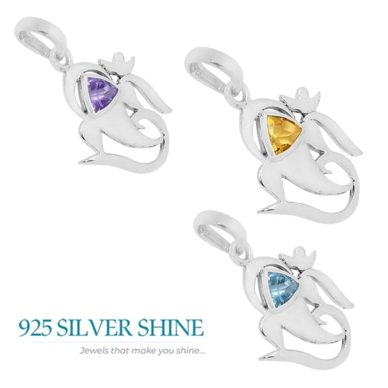 Blue Topaz Gemstone Pendants In Solid Sterling Silver Jewelry 925SSP307-2_2
