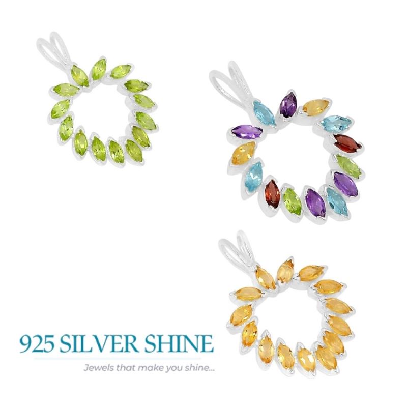 925 Sterling Silver Handmade Pendants In Citrine Gemstone Jewelry 925SSP314-1_3