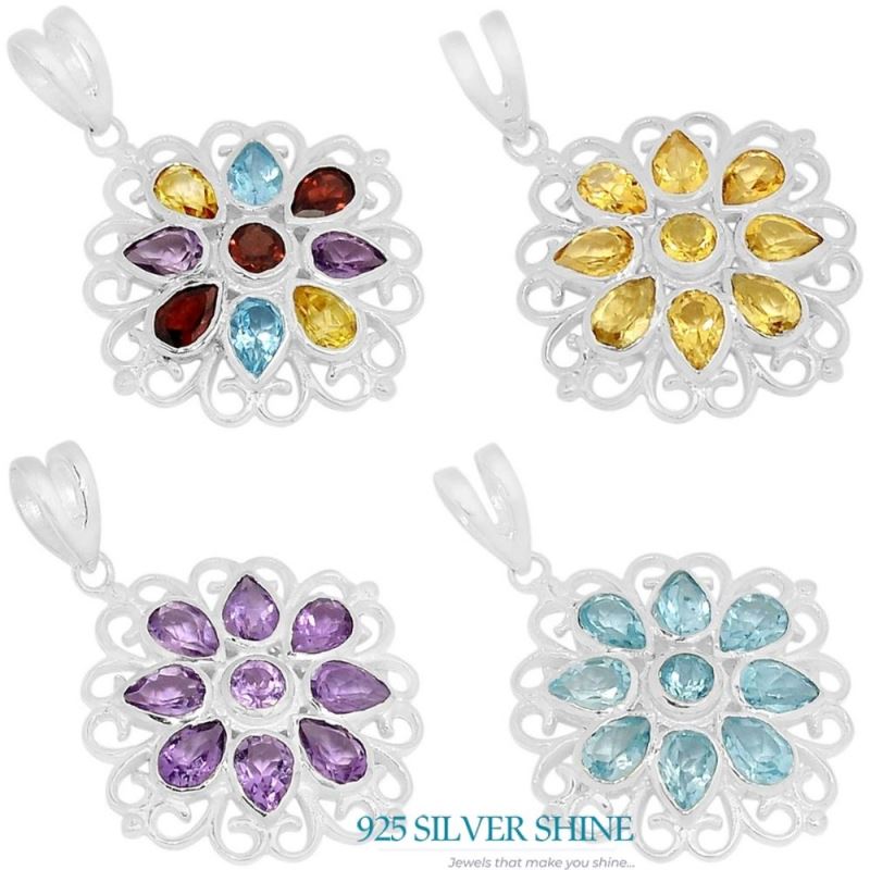 925 Solid Silver Pendants In Amethyst Gemstone Jewelry 925SSP315-1_3