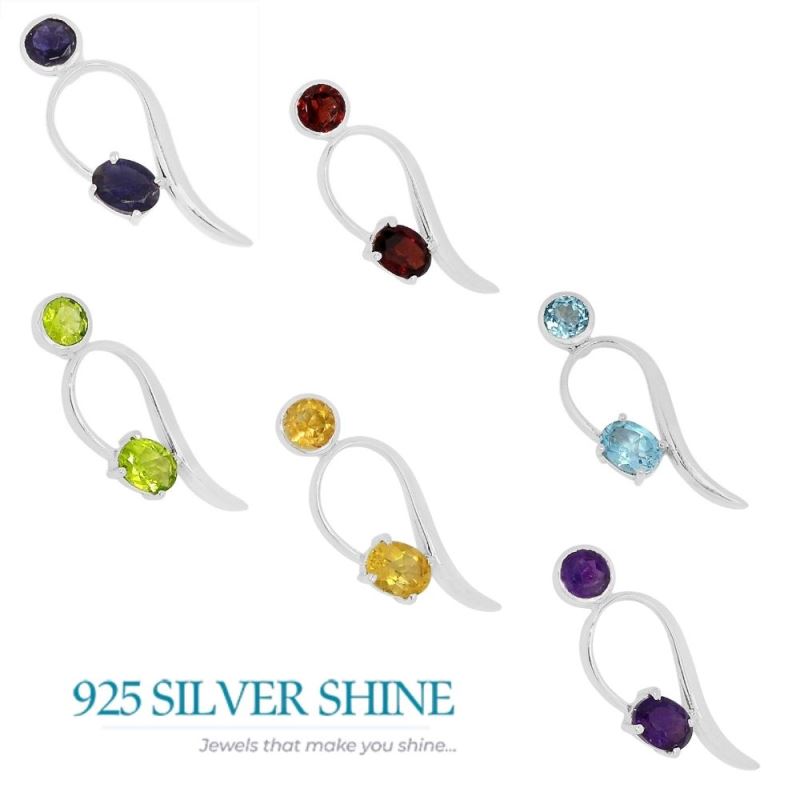 925 Fine Silver Pendants In Amethyst Gemstone Jewelry 925SSP317-1_2