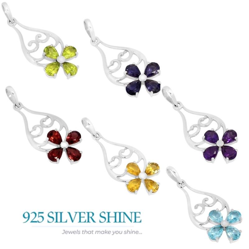 Garnet Gemstone Pendants In 925 Fine Silver Jewelry 925SSP319-4_2