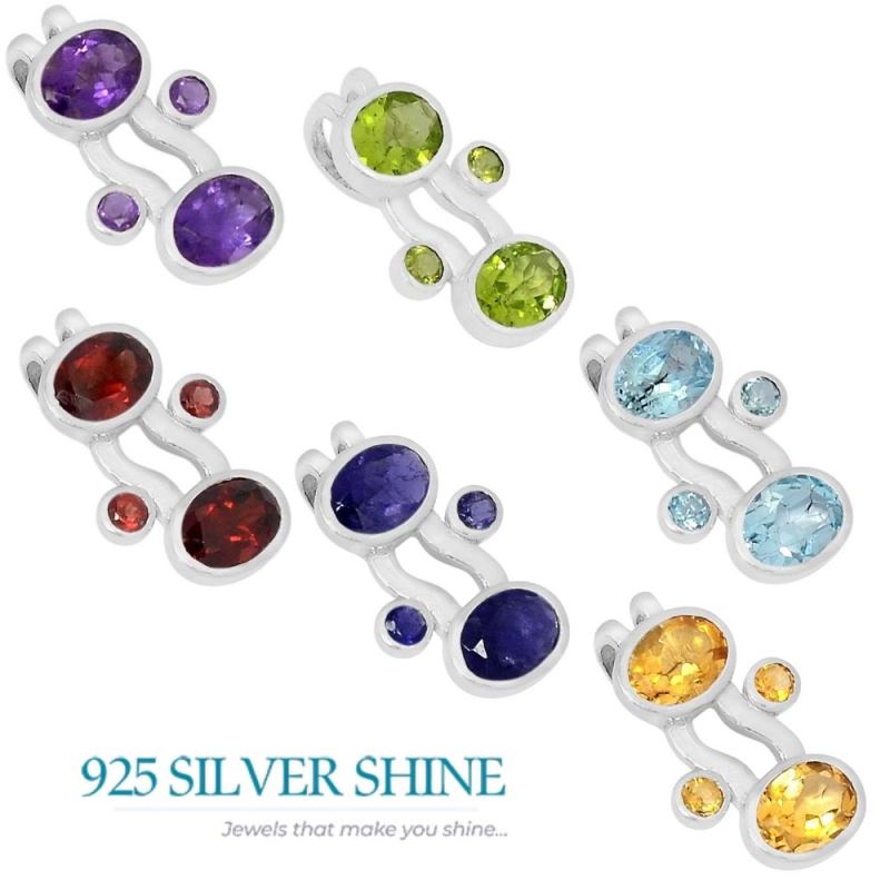 Blue Topaz Gemstone Pendants In 925 Fine Silver Jewelry 925SSP321-2_3