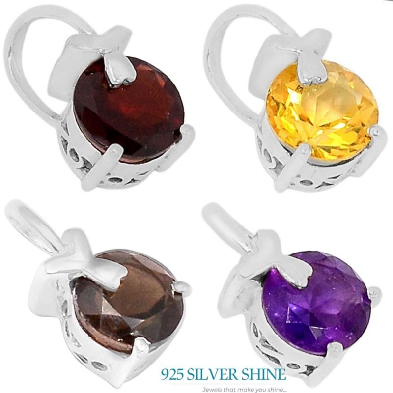 Solid Sterling Silver Handmade Pendants In Amethyst Gemstone Jewelry 925SSP325-1_2