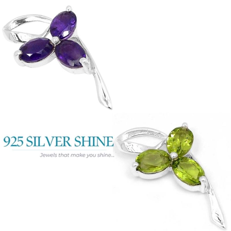 Amethyst Gemstone Pendants In Fine Sterling Silver Jewelry 925SSP330-1_2