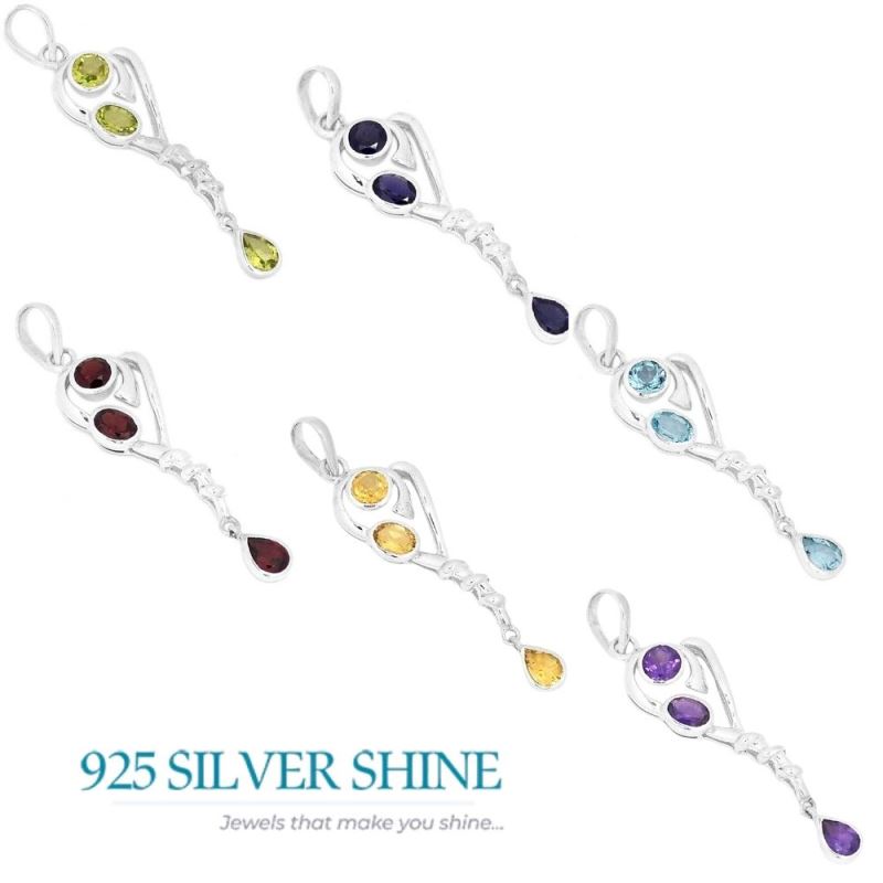 Amethyst Gemstone Handmade Pendants In 925 Sterling Silver Jewelry 925SSP333-1_2