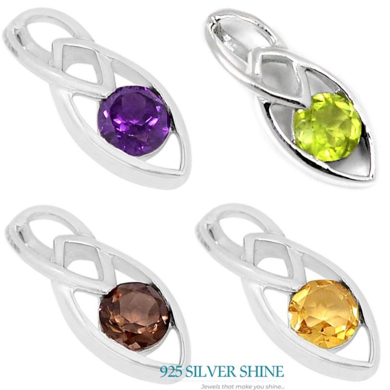 Fine Sterling Silver Pendants In Amethyst Gemstone Jewelry 925SSP341-1_3
