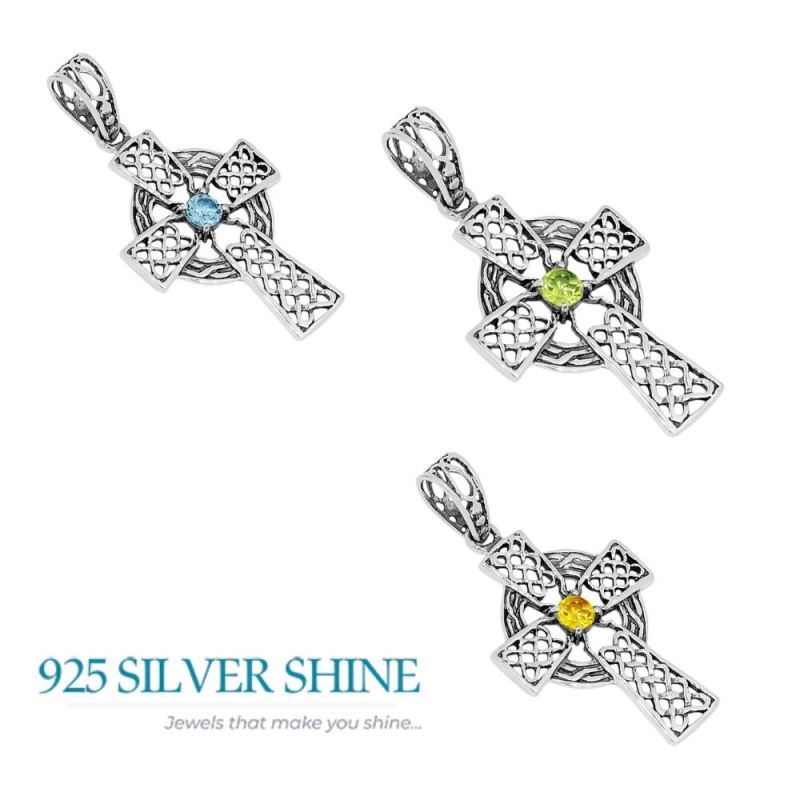 Solid Sterling Silver Handmade Pendants In Blue Topaz Gemstone Jewelry 925SSP342-1_3