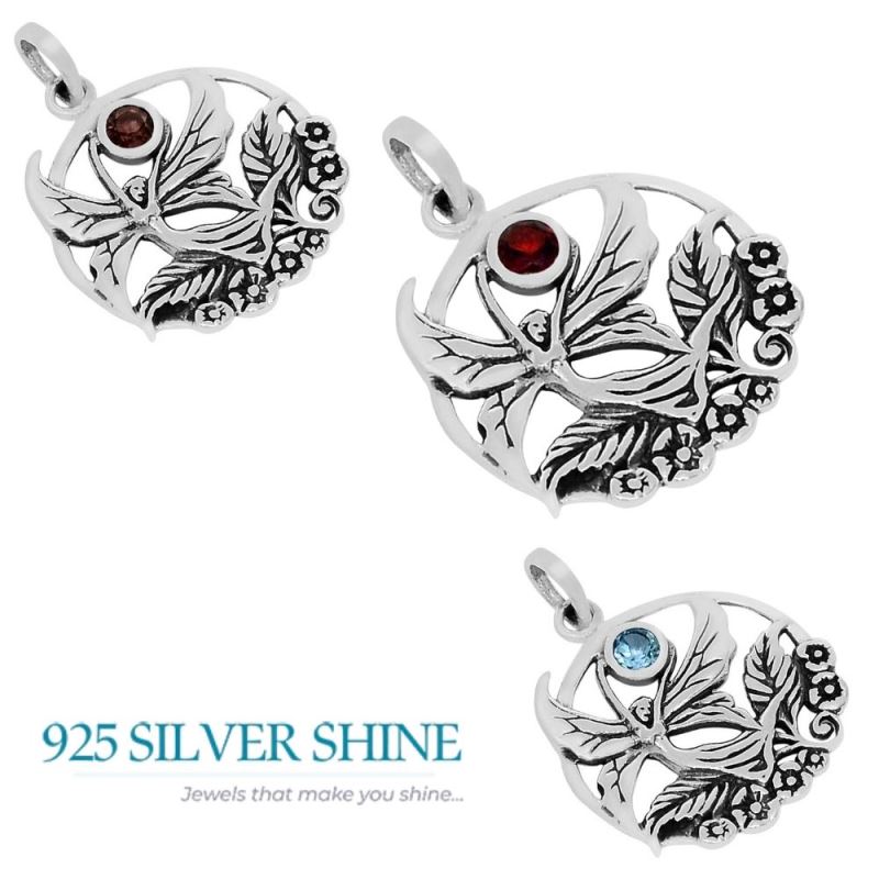 925 Fine Silver Pendants In Blue Topaz Gemstone Jewelry 925SSP343-1_2