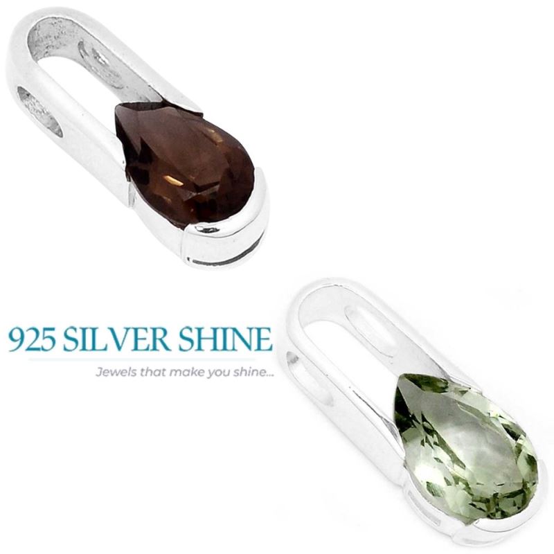 925 Solid Silver Pendants In Smokey Gemstone Jewelry 925SSP344-2_3