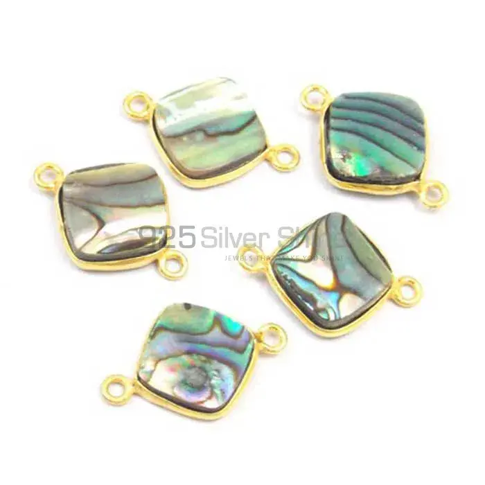 Abalone Shell Cushion Gemstone Double Bail Bezel Sterling Silver Gold Vermeil Connector 925GC149