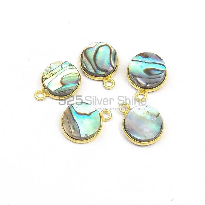 Abalone Shell Round Gemstone Double Bail Bezel Sterling Silver Gold Vermeil Connector 925GC147_4
