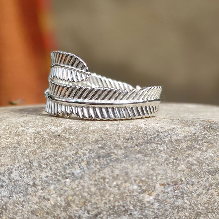 Adjustable Feather Sterling Silver Ring Wholesaler SSR74_1